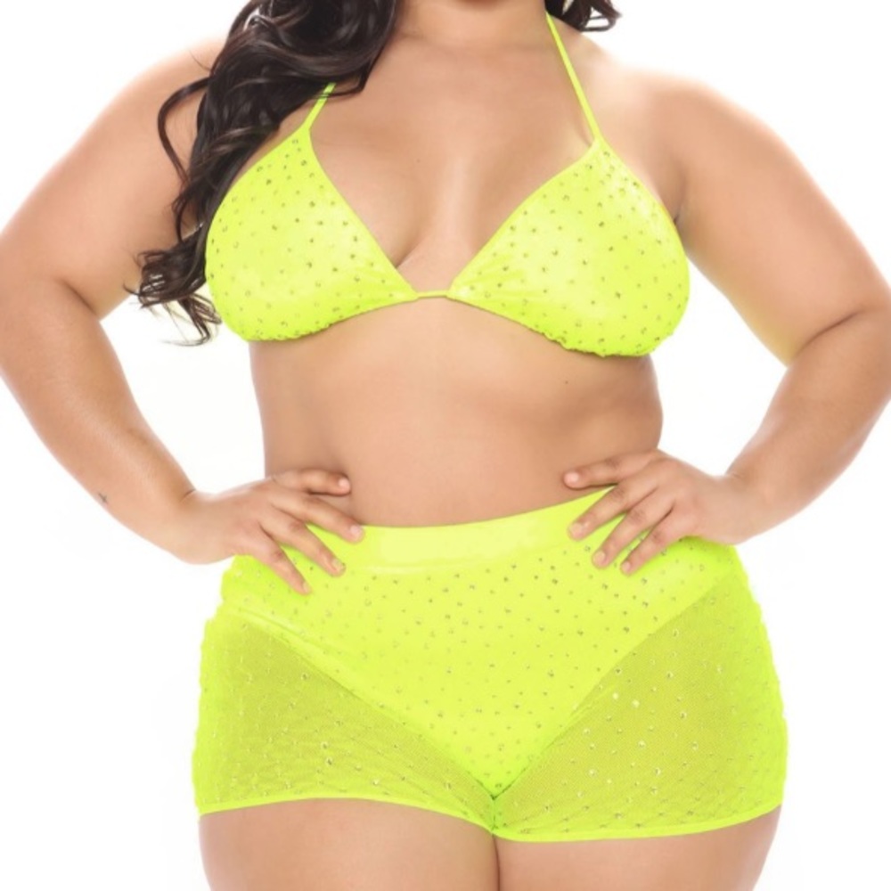 Neon green swim suit